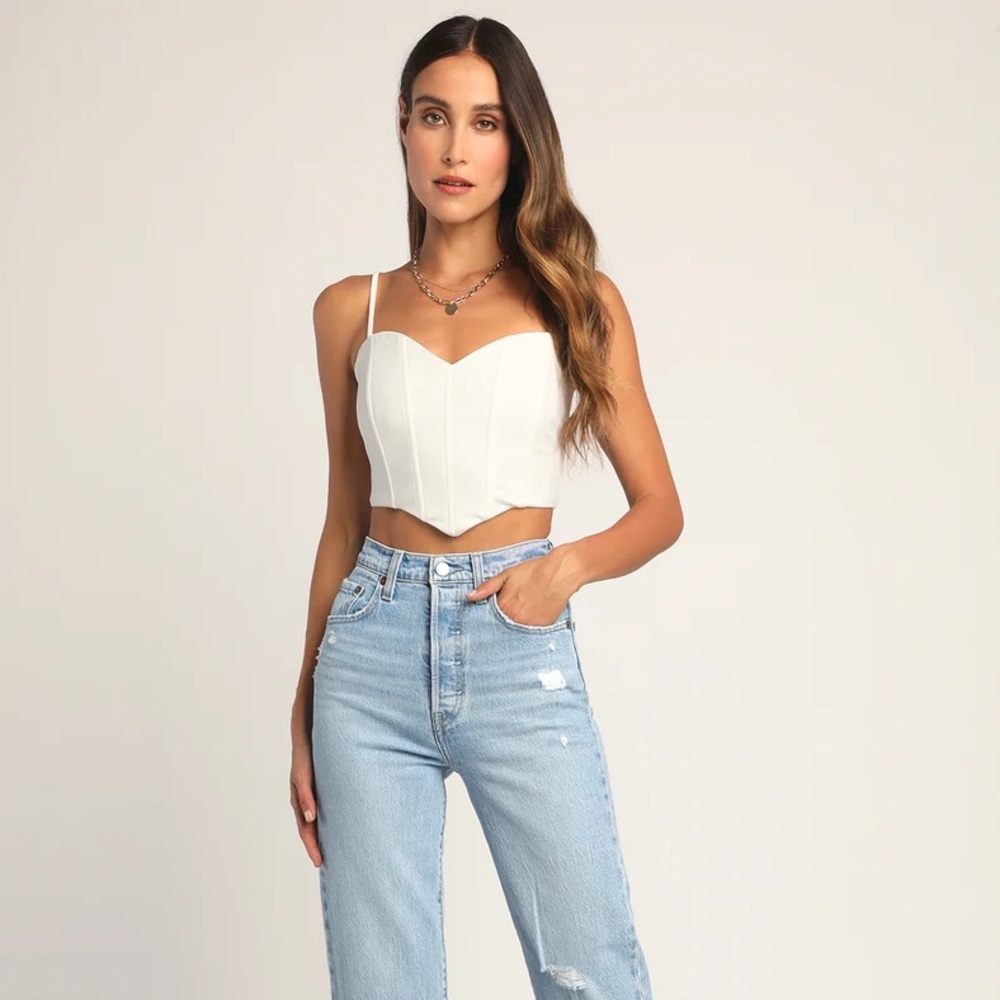 White cropped bustier top